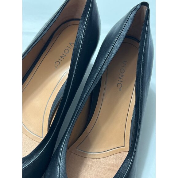 Vionic Black Leather Kitten Heel Pumps Size 10 - Picture 4 of 9